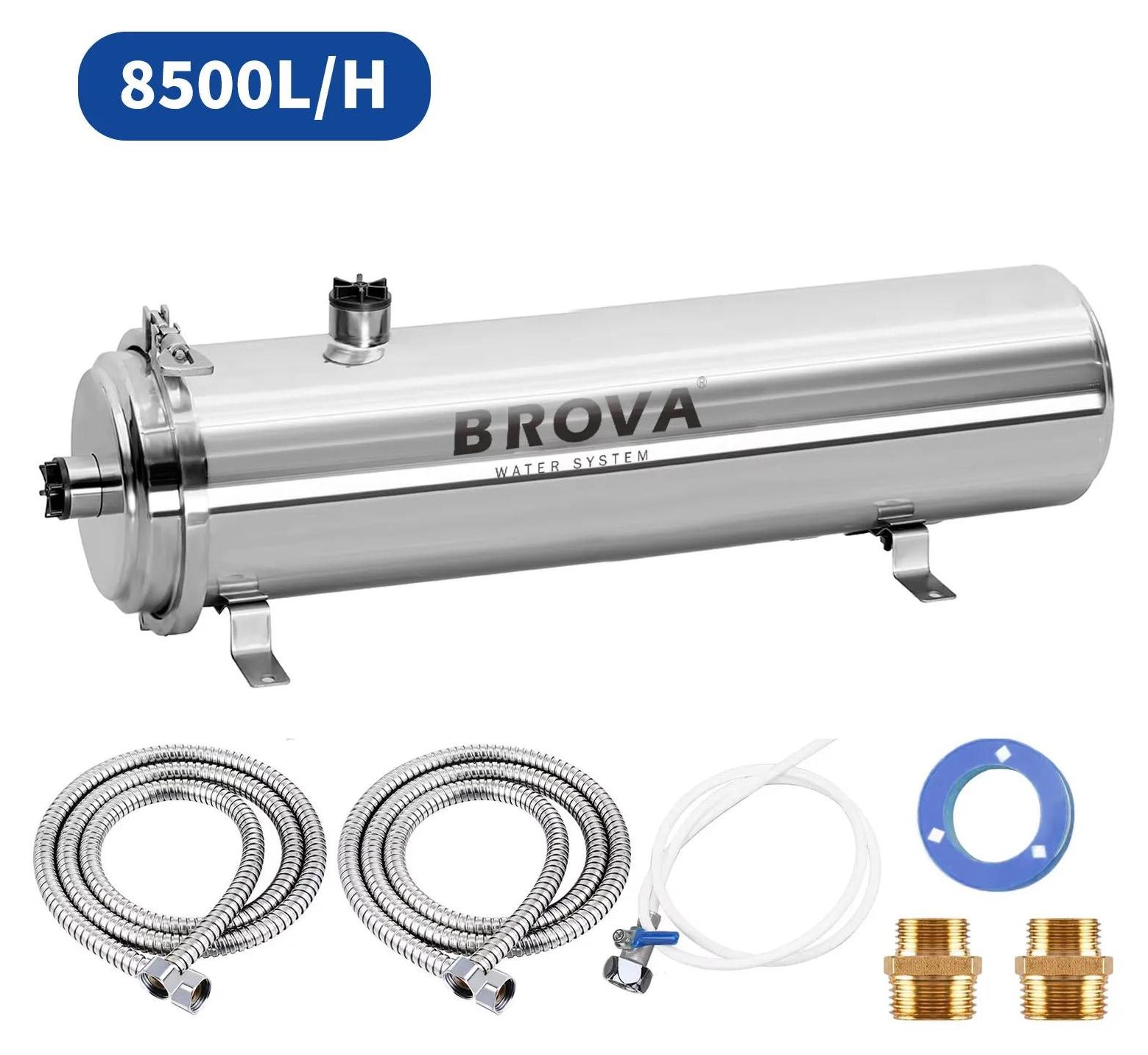 Hochdurchfluss Wasserfilter - Ultrafiltrationssystem - 8500 L/h - PVDF-Membran - Edelstahl - Ohne Strom - Untertisch