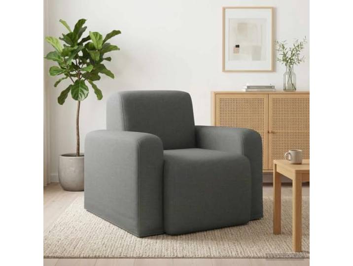 IBUQDDV Sessel Dunkelgrau Stoff mit Polyesterpolster und Holzrahmen Modernes Design, geschwungene Rückenlehne, gepolsterte Armlehnen, verstrebter Holzrahmen, einfache Pflege