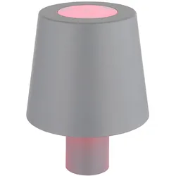 RGB LED Tischlampe Akku Flaschenleuchte Aufsatz Flaschenhals Dekolampe Touchdimmer, USB, grau, 1W kaltweiß, DxH 10,5x14 cm