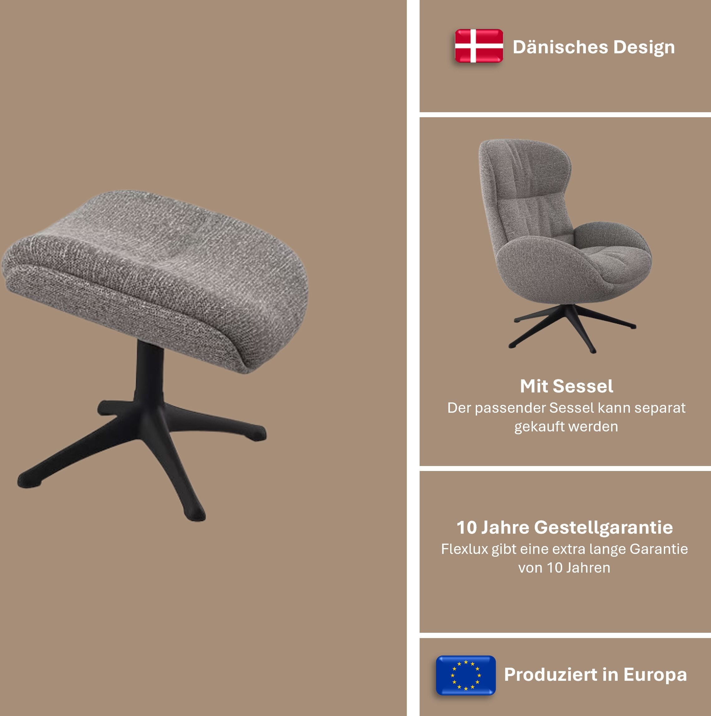 Fußhocker FLEXLUX "Haze Beinstütze, skandinavische Design, hervorragender Komfort", grau (anthrazit), B:44cm H:39cm T:49cm, 100% Polyester, Hocker, Fußhocker, Beinauflage zur besseren Entspannung, robuster Alu Fuß, pflegeleicht