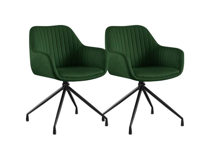 CLP Armlehnenstuhl 2er Set Samt Grün, Metall, 58x81x58 cm, Esszimmer, Stuhl, Armlehnstühle
