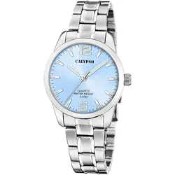 Calypso K5867/6 Damen-Armbanduhr Quarz Stahl/Hellblau