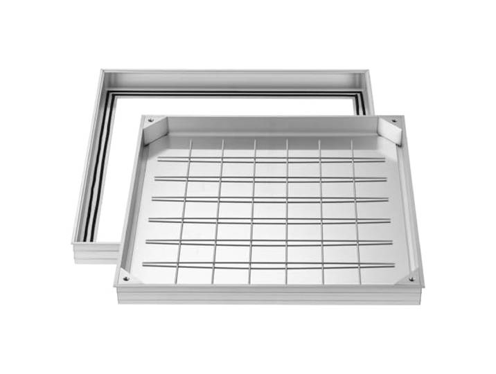 VEVOR Plaque d'Égout avec Cadre 60x60 cm\, Couvercle de Regard Encastré Invisible\, pour Inspection de Drainage Bouche d'Égout Trottoir Jardin\, Couvercle de Fosse Septique Carré\, en Alliage d'Aluminium