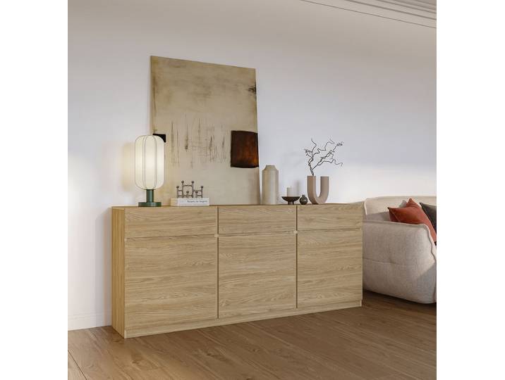 Buffet 180cm Bois/Marron/Imitation chêne