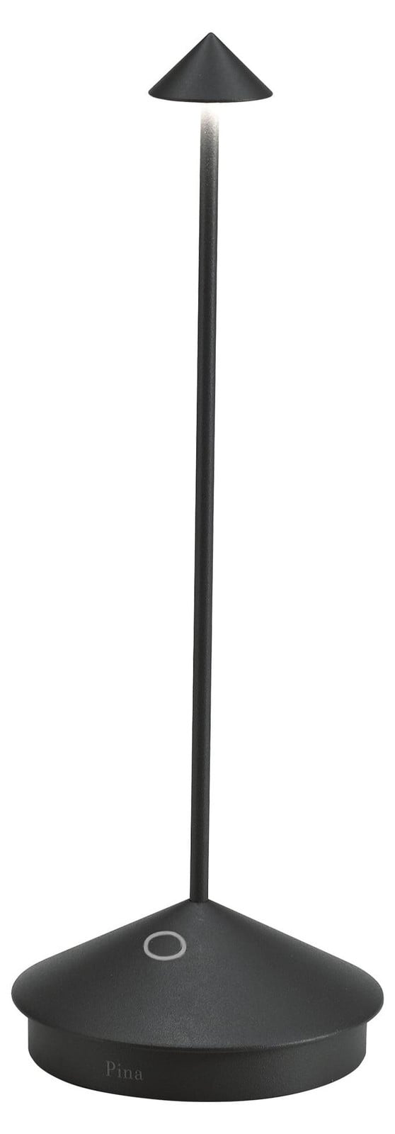Pina Pro LED-tafellamp Zafferano, matzwart, oplaadbaar en dimbaar, draadloos, 2200-3000K, IP54