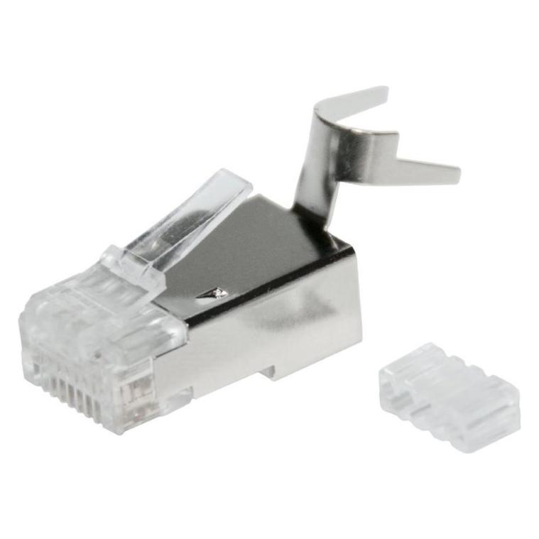 Solarix Modularstecker 8p8c CAT6A gefaltet / geschirmt / für Kabel (KRJS45/6ASLD)