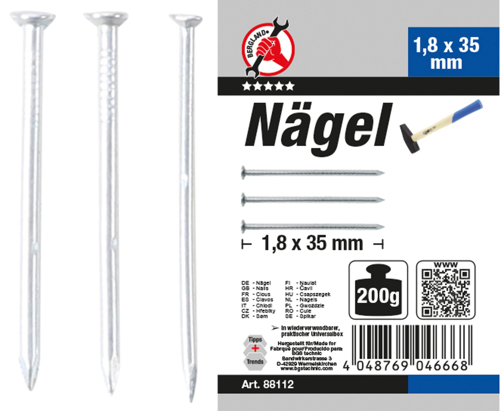 BGS technic Assortiment spijkers 226 mm 226 g