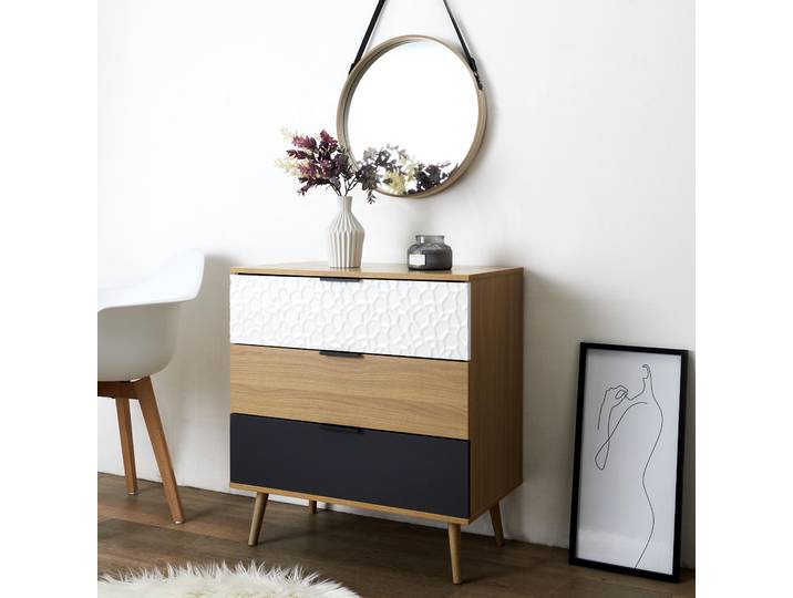 Commode - HOME DECO FACTORY - SVEN - 3 Tiroirs - Multicolore