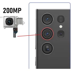 Clappio 200MP Hauptkamera Galaxy S23 Ultra (Modul), Mobilgerät Ersatzteile, Grau