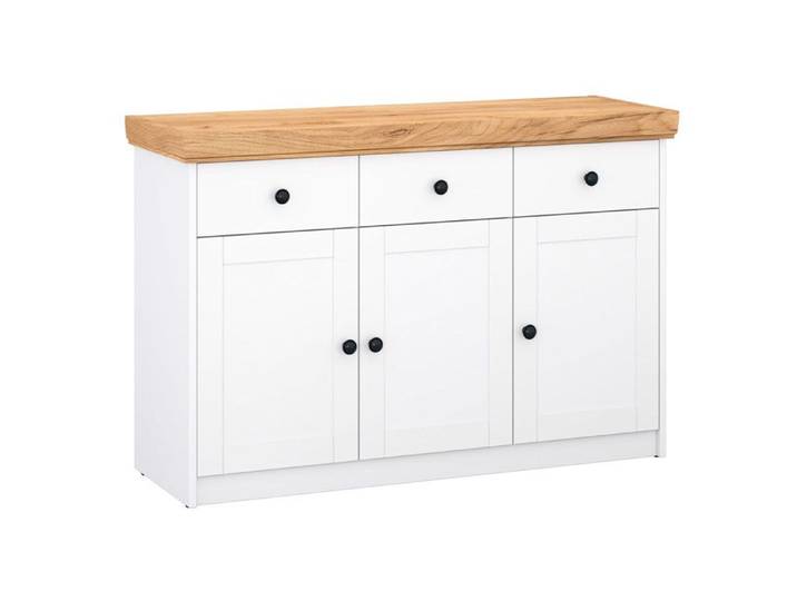 Buffet Commode de Salon Armoire en Bois Blanc Naturelle avec Tiroirs