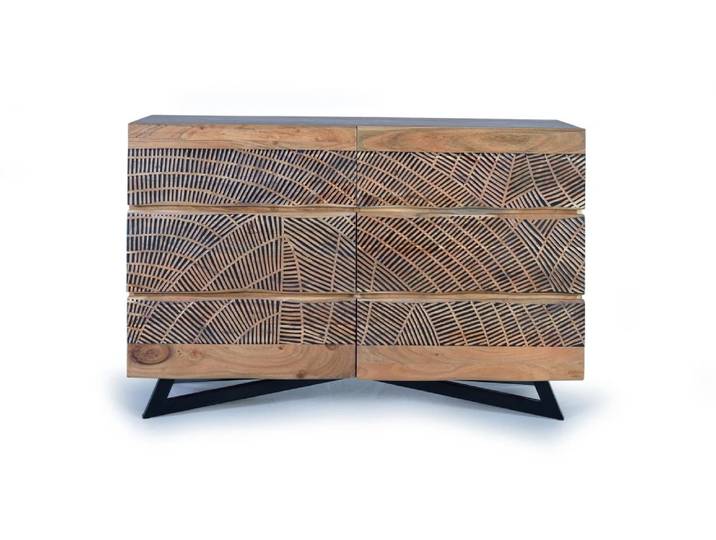 Commode en bois d'acacia et métal