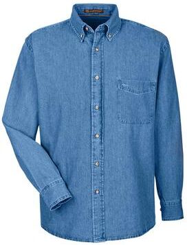 Harriton M550T Men's Tall Denim Shirt in Light size 2XLT   Cotton