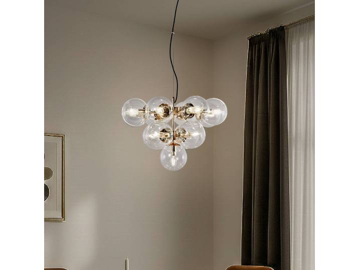 Glas Hängeleuchte Zumba Domiluce, dimmbar, messing / gold, für Wohn- / Esszimmer, Metall, Modern, Pendelleuchte