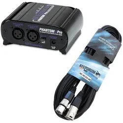 ART Audio ART Phantomspeisung Phantom II Pro 2-Kanäle 48V mit XLR-Kabel, Mikrofon Zubehör