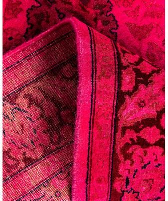 Solo Rugs "Overdyed Hand-Knotted Wool Modern-Contemporary Pink Runner 3' 0"" x 8' 0"""
