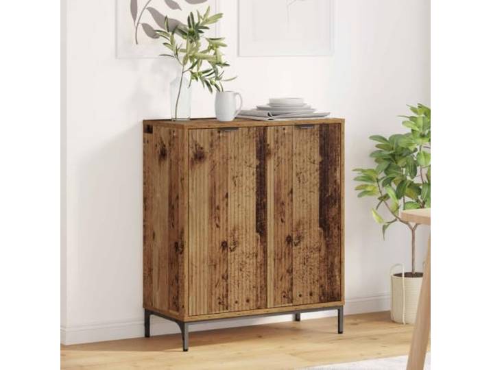 RJPLMFV Anrichte aus Holz, 69,5 x 33 x 82 cm, Aufbewahrungsmöbel Leise Türen, Wandbefestigung, Metallfüße, nachhaltiges Holz