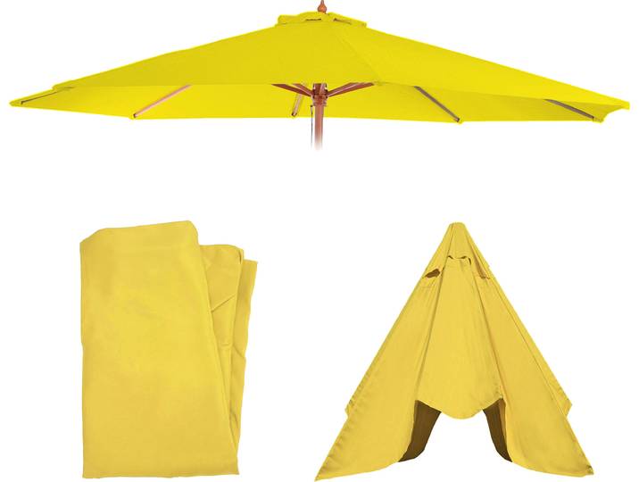 Ersatz-Bezug für Sonnenschirm Florida, Sonnenschirmbezug Ersatzbezug, Ø 3,5m Polyester 8 Streben gelb