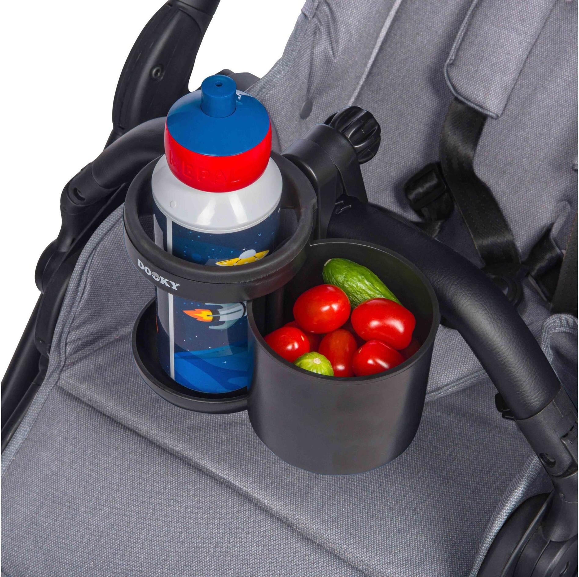 Flaschenhalter DOOKY "Bücher- und Snackhalter", Baby, schwarz, Kunststoff, Flaschenhalter Flaschenhalter schwarz Einheitsgröße