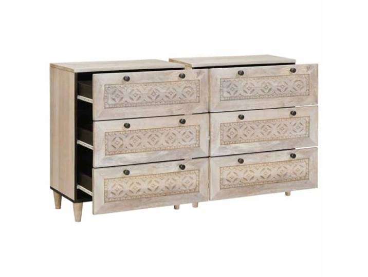KLGBNCVE Sideboard 2 STK. 120 x 33,5 x 75 cm Massives Mangoholz Weiß Massives Mangoholz, lackierte Oberfläche, klassische Schubladen, traditionelle Griffe, moderne matte Griffe, Wohnzimmer,