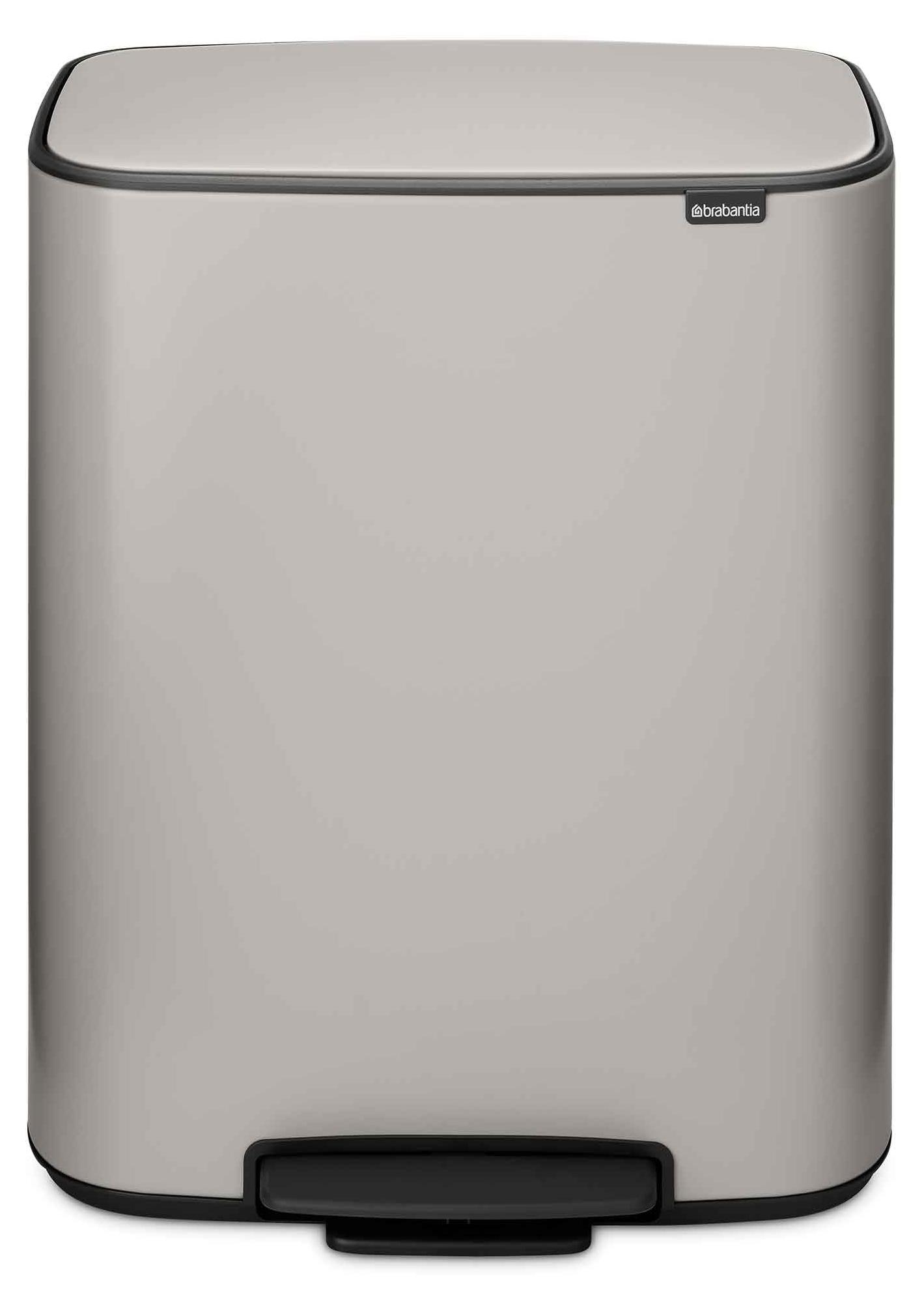 Brabantia Bo Tretmülleimer - 2 x 30 l Inneneimer (Soft Grey) Großer Abfalleimer-