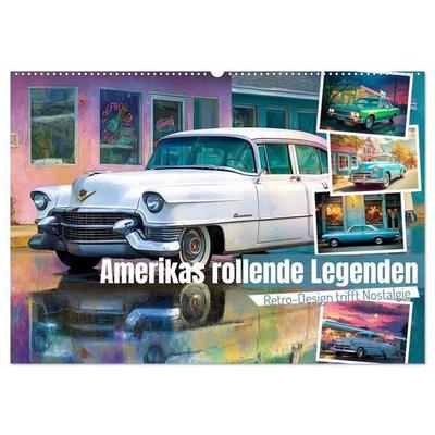 Amerikas rollende Legenden – Retro-Design trifft Nostalgie (Wandkalender 2027 DIN A2 quer), CALVENDO Monatskalender