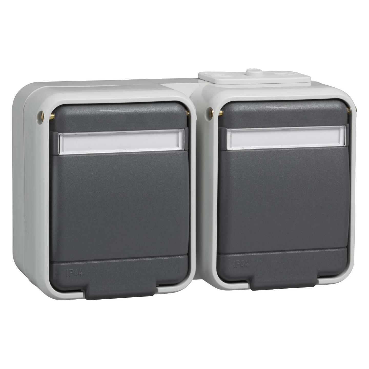 Schneider GmbH Steckdose Schriftfeld licht-/basaltgrau 445449 (445449)