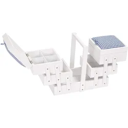 Prym Nähkästchen, Holz, M, weiss mit Stoff, Nähzubehör, Weiss