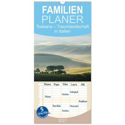 Familienplaner 2027 - Toskana – Traumlandschaft in Italien mit 5 Spalten (Wandkalender, 21 x 45 cm) CALVENDO