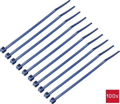 TRU COMPONENTS TC-12533340 Kabelbinder 100mm 2.5mm Blau Metall detektierbar 100St.