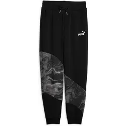 PUMA Kinder Hose POWER CAT MARBLEIZED, Größe 128 in Schwarz Schwarz