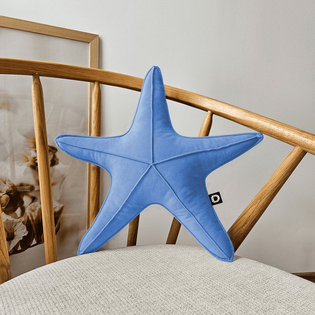 Decordruk Velvet Sierkussen Stervorm Blauw