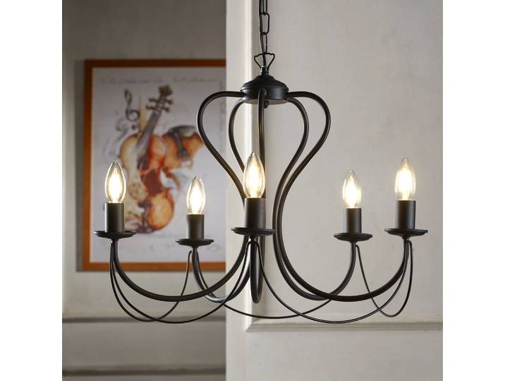 Lustre Candela 55 x 105 x 55cm Noir/Noir Matériau : Métal Surface en métal : Laqué Type de métal : Fer E14