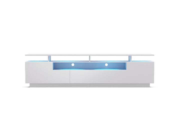 blumfeldt Klarstein TV Board, Wohnzimmer Möbel für TV, 195 cm Fernsehschrank mit Color-LEDs, Großes TV-Lowboard, Niedrige TV-Schränke mit Stauraum, Schrank für Fernseher, TV-Schrank Modern, Weiß