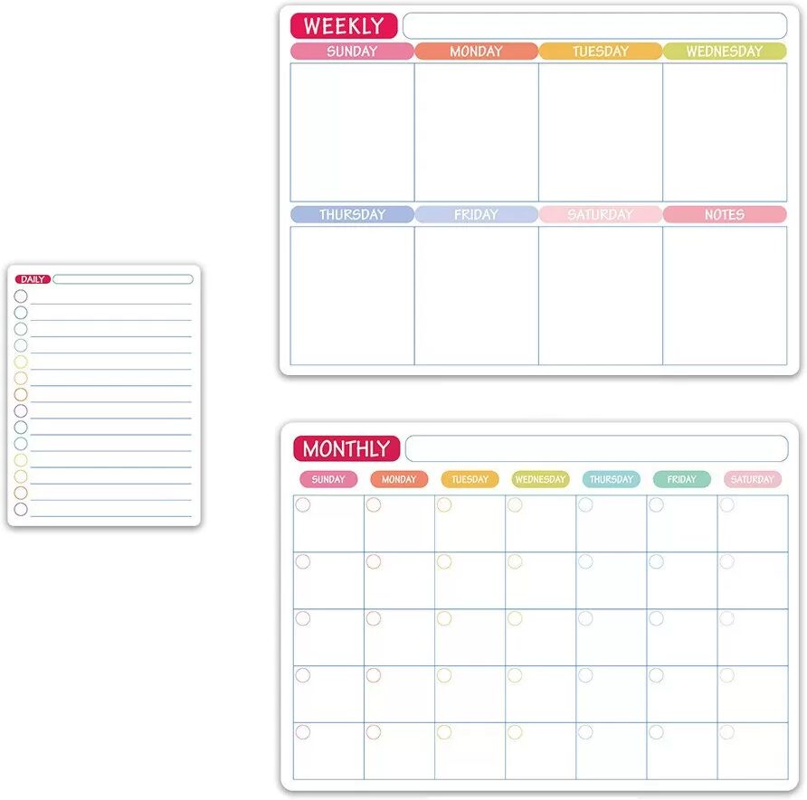INF Magnetischer Kühlschrankmagnet-Set: Kalender, Wochenplaner und Notiztafel für den Kühlschrank