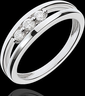 Edenly Trilogie-Ring Untiefe - WeiÃŸgold mit 3 Diamanten
