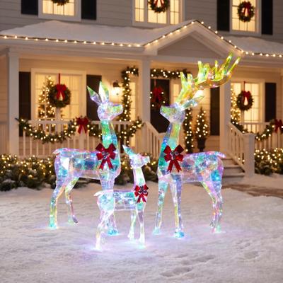 Pre-lit Prismatic Reindeer Family, Set of 3 by BrylaneHome in Multi