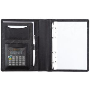 Alassio Schreibmappe 30007, Benaco I schwarz, Echt Leder, mit Ringbuch, Taschenrechner & Schreibblock, A5