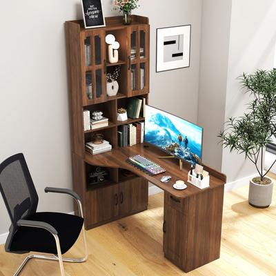 Kodotan sofa L-Shaped Corner Computer Desk,Study Modern Style Table With Drawers,Bookshelf & Hutch,2-In-1 L-Shaped Design