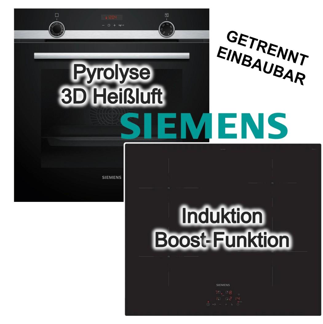 Siemens Herdset Backofen Dampfunterstützung Pyrolyse Teleskopauszug + Induktionskochfeld Boost touchControl