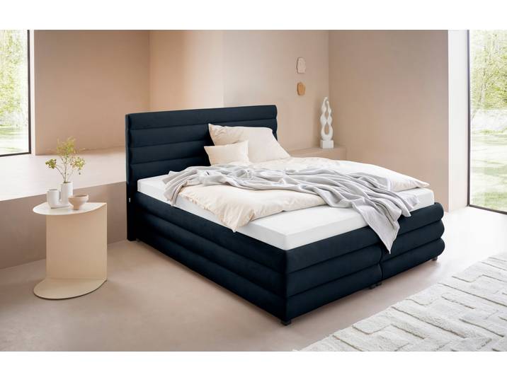 Polsterbett, 100% Polyester, Blau, 172×211 cm, Ohne Bettkasten, Modern, LeGer