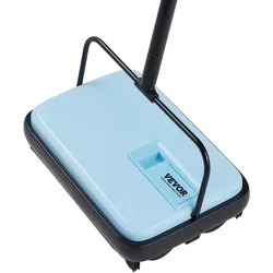 VEVOR Teppichkehrer Teppichbodenkehrmaschine manuell, Bodenkehrer mit 300 ml Staubbehälterkapazität, 17 cm Reinigungsbreite Kehrmaschine für Heimbüro-Teppiche Tierhaarstaub Teppichreinigung, Blau