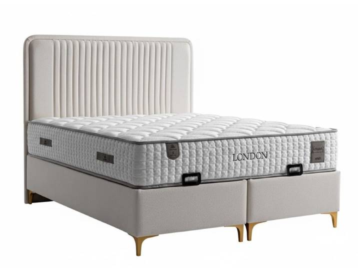 JVmoebel Boxspringbett Bett mit Matratze Moderner Stil Weiche Polsterung Bett mit Stauraum