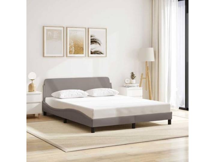 Strapazierfähiger Stoff Stützbeine Sperrholzlatten Taupe 160x200 cm Bettgestell Dover Taupe 160x200 cm Stoff mit Kopfteil Metall Kiefernholz Stabile Konstruktion Polsterbettrahmen