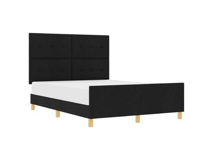 KTHLBRH Bettgestell mit Kopfteil, schwarz, 140 x 200 cm, Stoff Bezug aus weichem Stoff, Polsterung aus Schaumstoff, minimalistisches Design, Kopfteil und Fuß, Holzwerkstoff