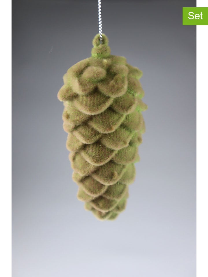 AM Design 2er-Set: Dekoanhänger "Zapfen" in Grün - (H)11 cm - onesize