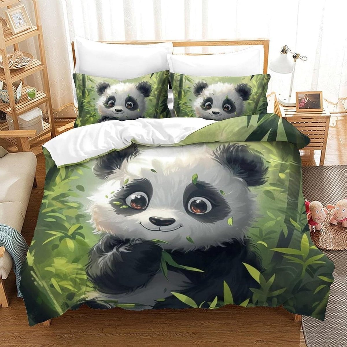 Dekbedovertrekset Panda met 3D-print ontwerp, 200x200 cm