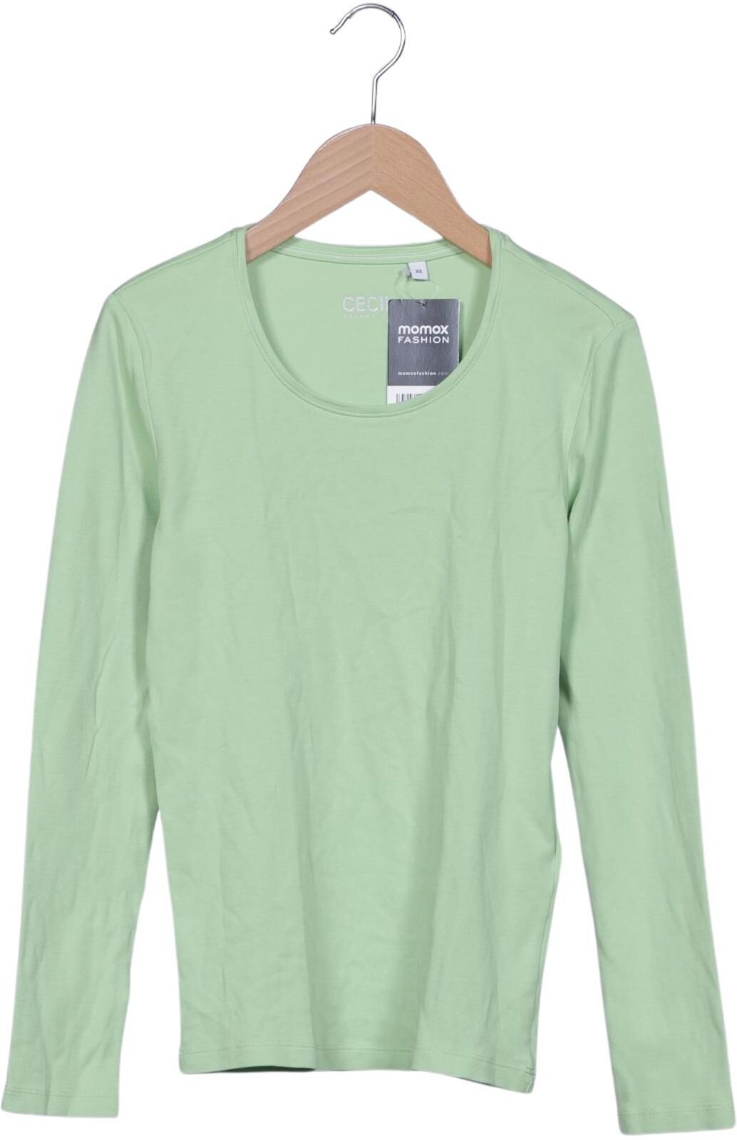 Cecil Damen Langarmshirt, Hellgrün, Gr. XS, Baumwolle - Second Hand
