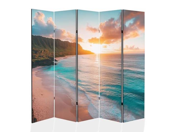 framed concept - Paravent Raumteiler Holz 225x172 cm, 5-teilig beidseitig, Sichtschutzwand