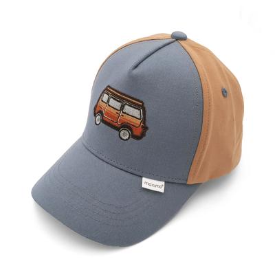 Baseball Cap MAXIMO, Jungen, Gr. 49/51, blau (blau, braun), Canvas, Baumwolle, Caps, Basecap, Camping-Bus, Klettverschluss, Jungen