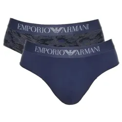 Armani Cotton Stretch Print Briefs 2P Blau Muster Baumwolle Medium Herren